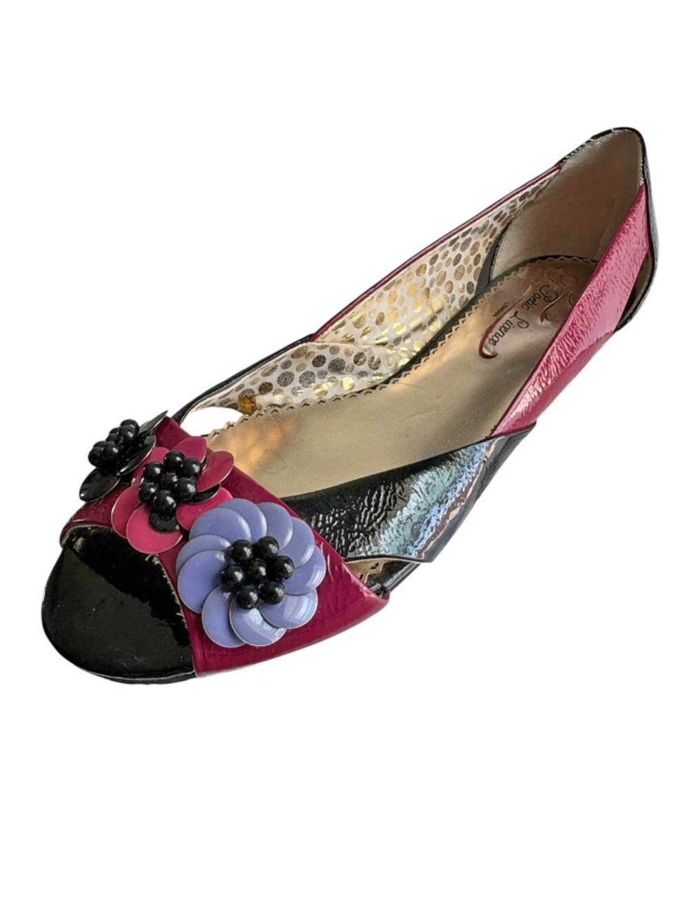Poetic License London Ideals Patent Leather Flower Peep Toe‎ Flats